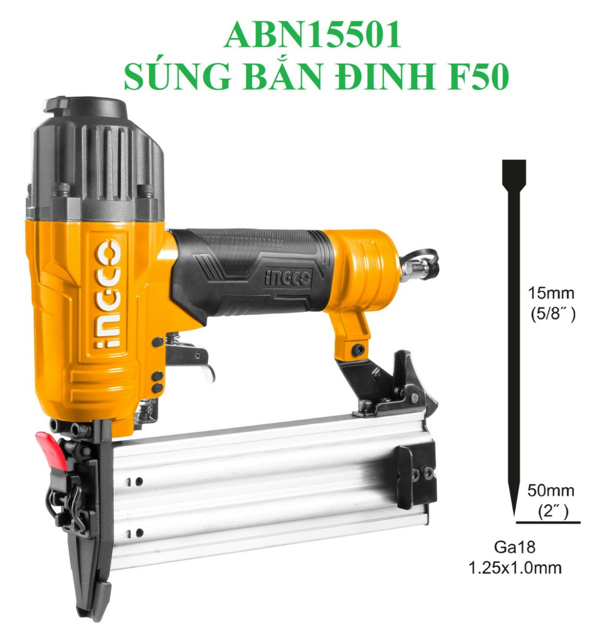 Máy bắn đinh thẳng dùng hơi ingco abn15501