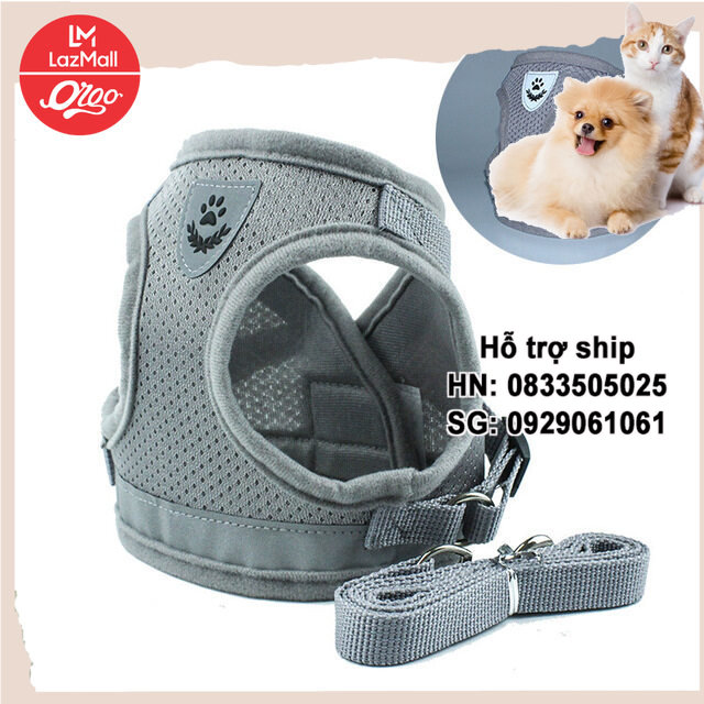 Orgo - Bộ dây dắt chó kèm đai áo ngực loại có điều chỉnh kích thước dạng áo vest xích chó mèo