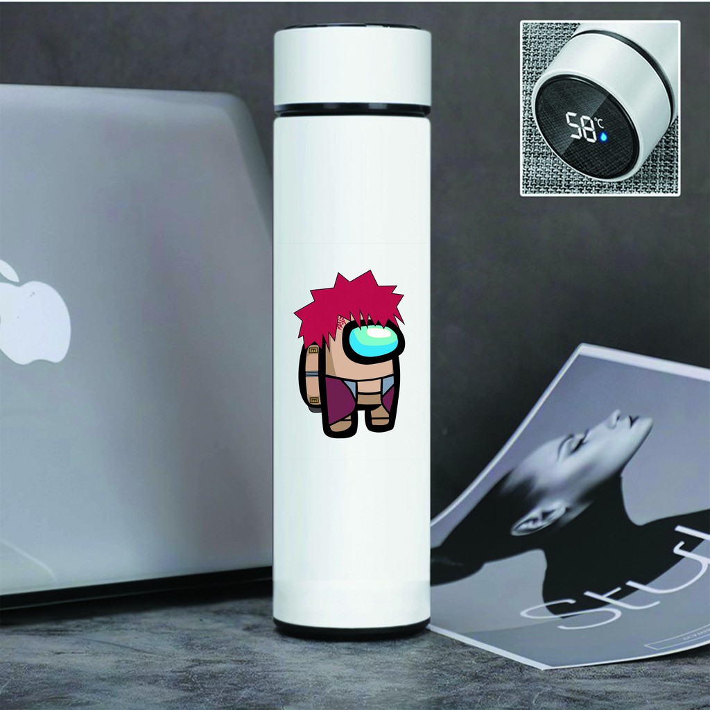 Bình Giữ Nhiệt lõi INOX IN HÌNH Among us Sasuke Naruto game chibi có nắp báo nhiệt độ quà tặng tiện lợi