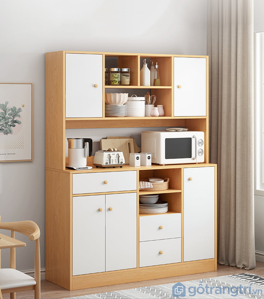 Tủ bếp bằng gỗ MDF chắc chắn kiểu dáng hiện đại