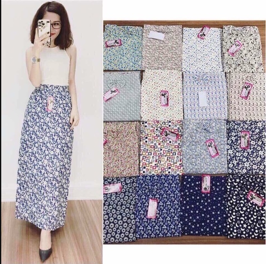 Váy Chống Nắng Nữ Trơn Dài Vải Thông Hơi Xẻ Tà Cao Eo Toàn Thân Dễ Thương Cute Cao Cấp Giá Rẻ Đẹp Caro Jeans Màu Hồng Xanh Than Ngọc