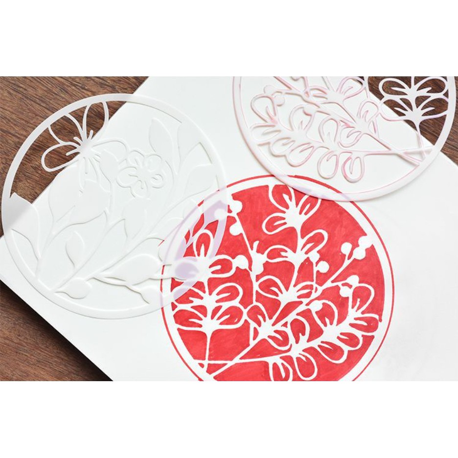 Thước mẫu stencil Mẫu hoa tròn