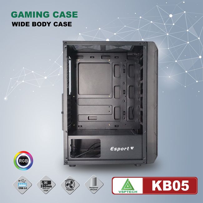 Thùng máy tính Case VSP CA KB05 1 mặt kính cường lực (Đen)