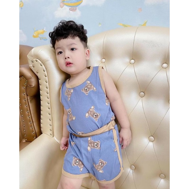 Sét ba lỗ in gấu nguyên sét cho bé trai