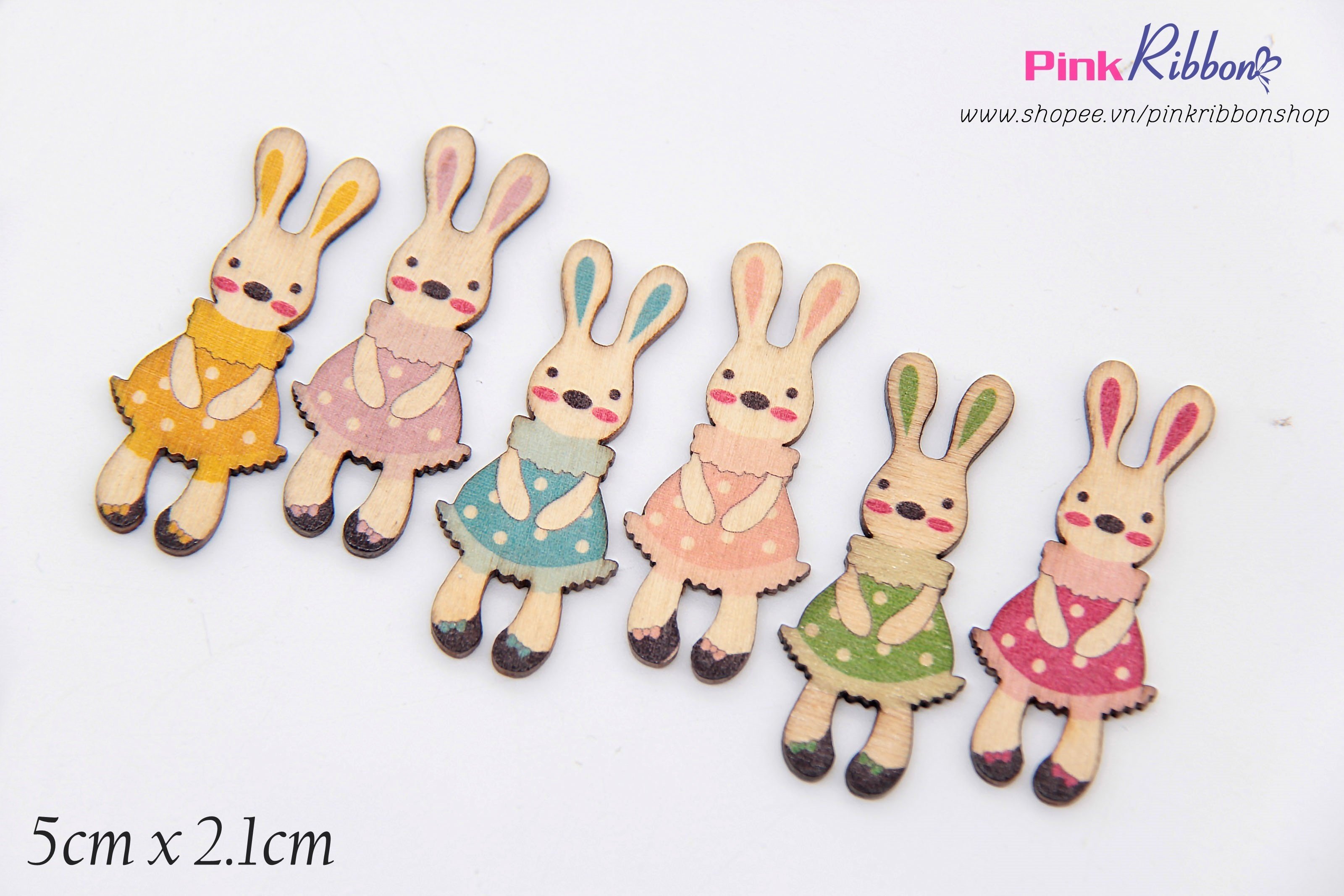 [Set 5c] Thỏ gỗ vintage cỡ 5cm x 2.1cm