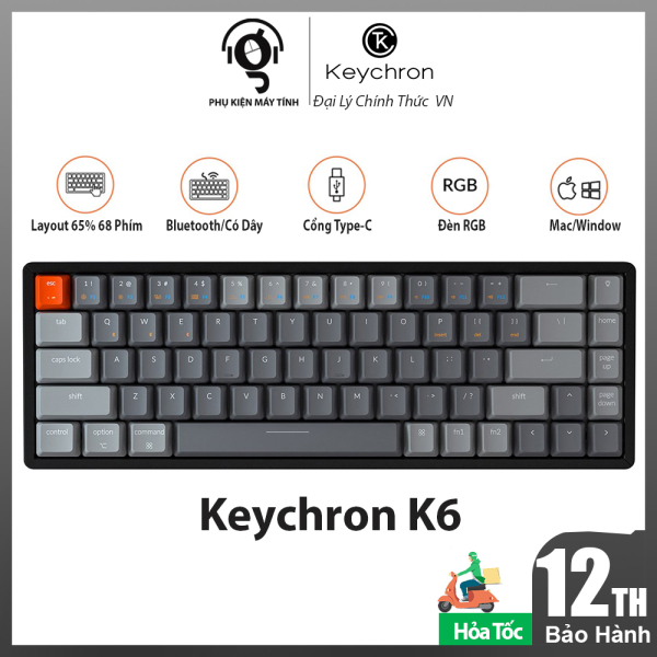 Bàn phím cơ Keychron K6 bluetooth-bảo hành chính hãng