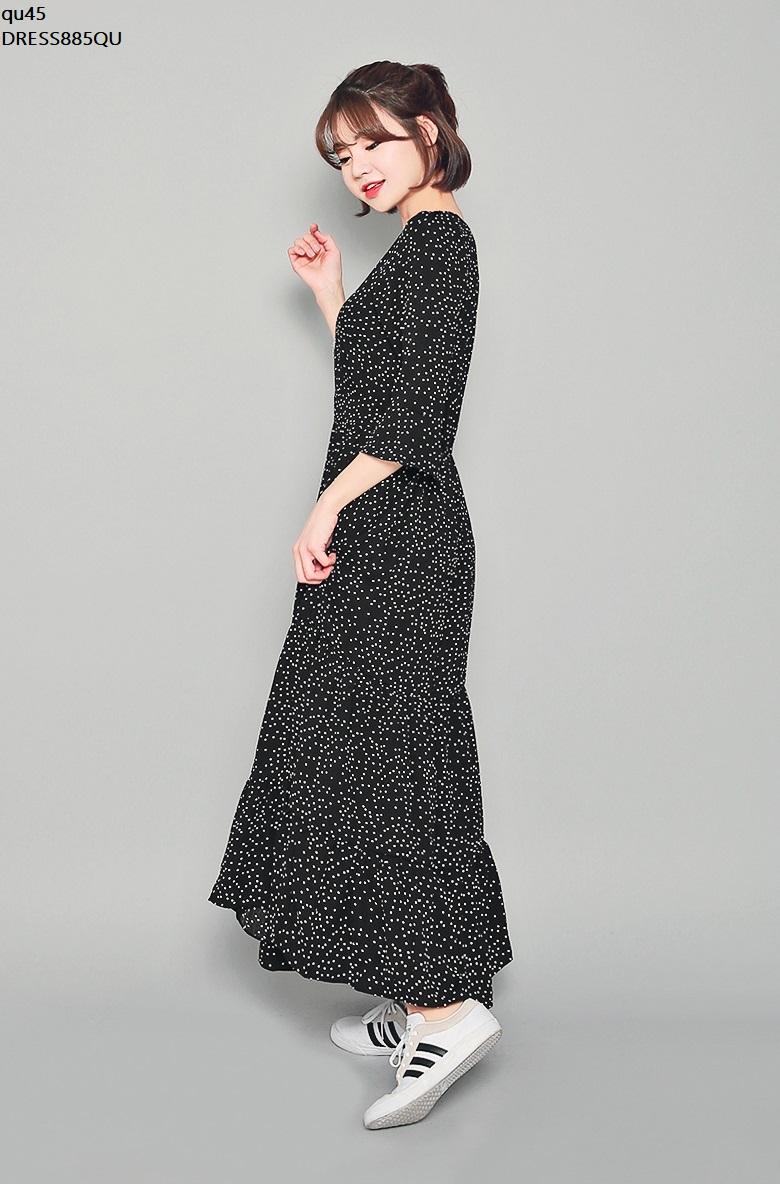 DRESS885QU ĐẦM MAXI CHẤM BI THIẾT KẾ