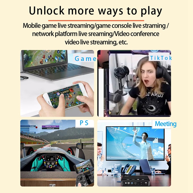 4K -Compatible to Type-C+USB Capture Card 1080P Computer Game Capture Card 1.8M