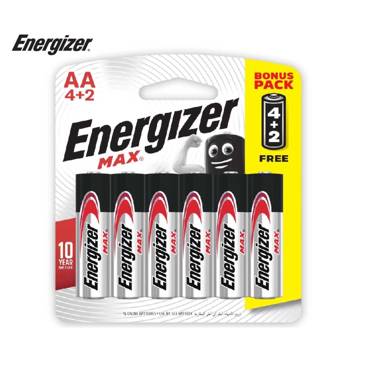 Vĩ 4 Tặng 2 Viên Pin Energizer Max AA E91 BP4+2 - 100628297