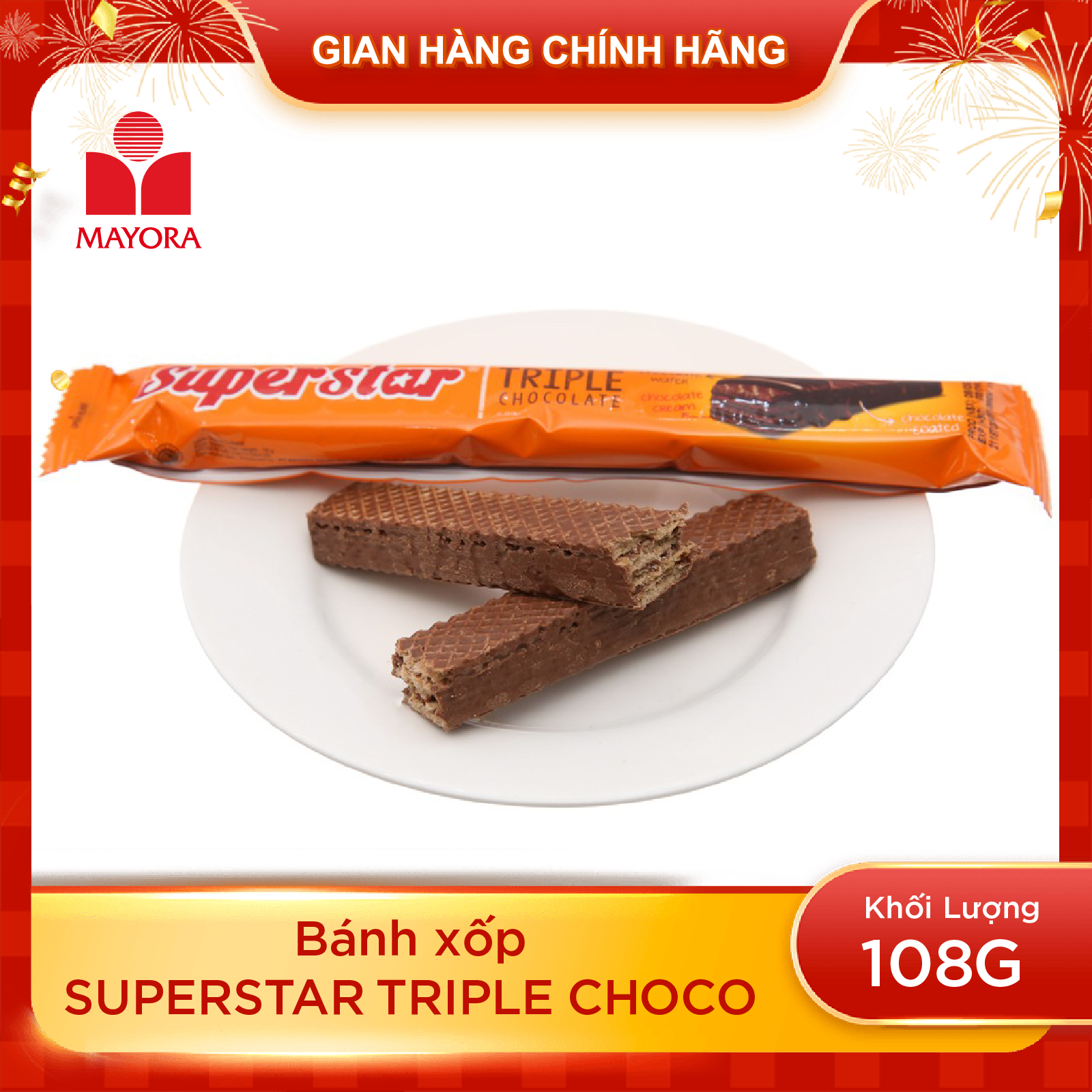 BÁNH XỐP SUPERSTAR TRIPLE CHOCO 108G