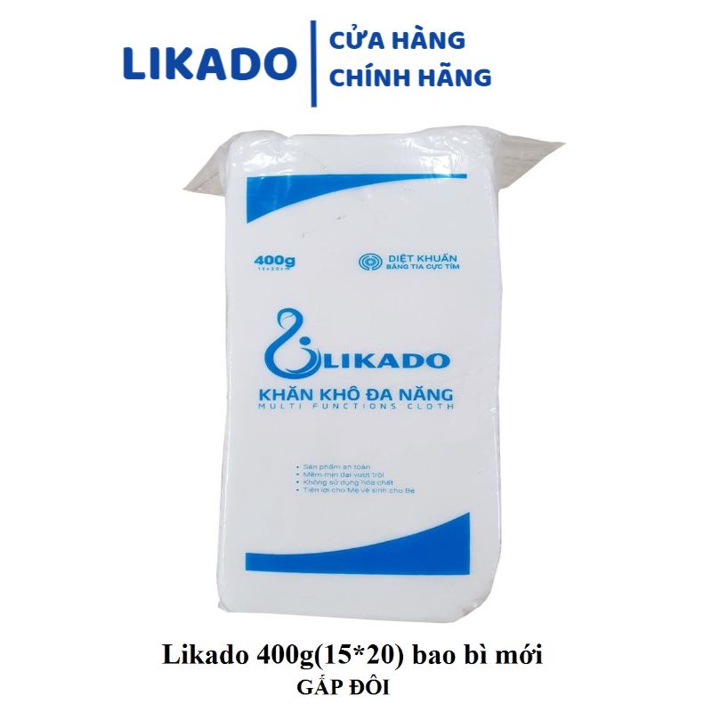 Khăn vải khô đa năng cho bé Likado 400g(15*20cm) (1 gói)