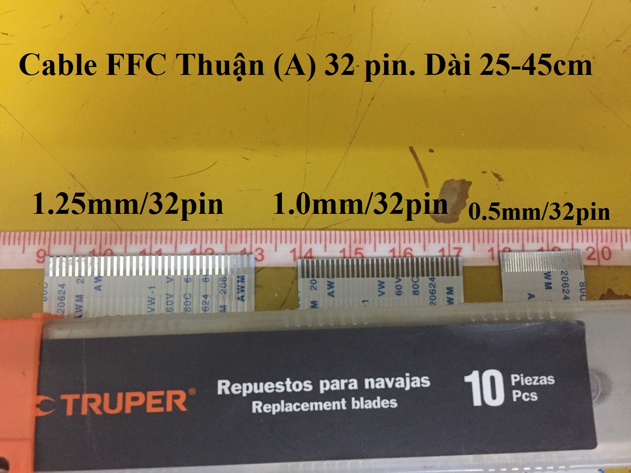 Cable FFC THUẬN (Type A): (Chân pin: 0.5-1.0-1.25mm) - (Số pin: 16-21-23-25-32pin) - Chiều dài cable 25cm