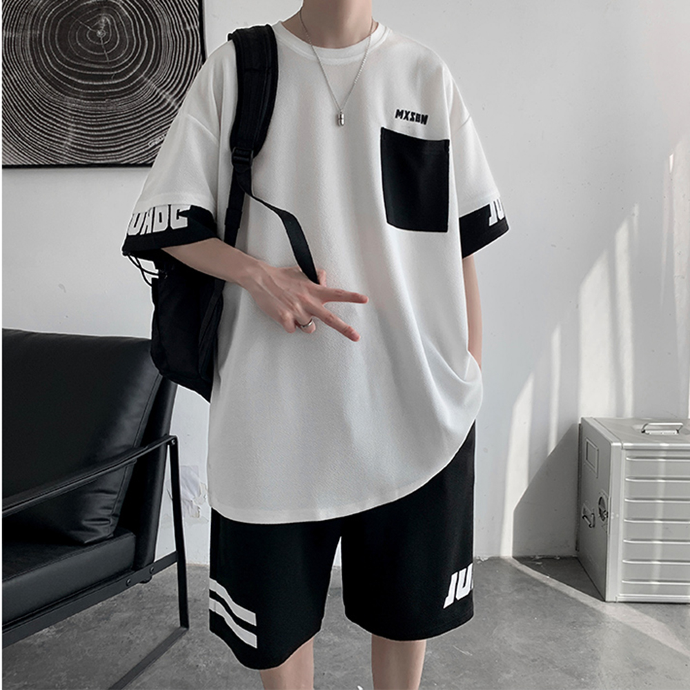 Bộ Quần Áo Thun Nam Mùa Hè Basic Áo Cổ Tròn Tay Ngắn Kết Hợp Quần Short Đùi Lưng Chun Co Giãn Mẫu Mới Nhất Năm 2024 FASHION4MENHCM SET NAM 90000166C