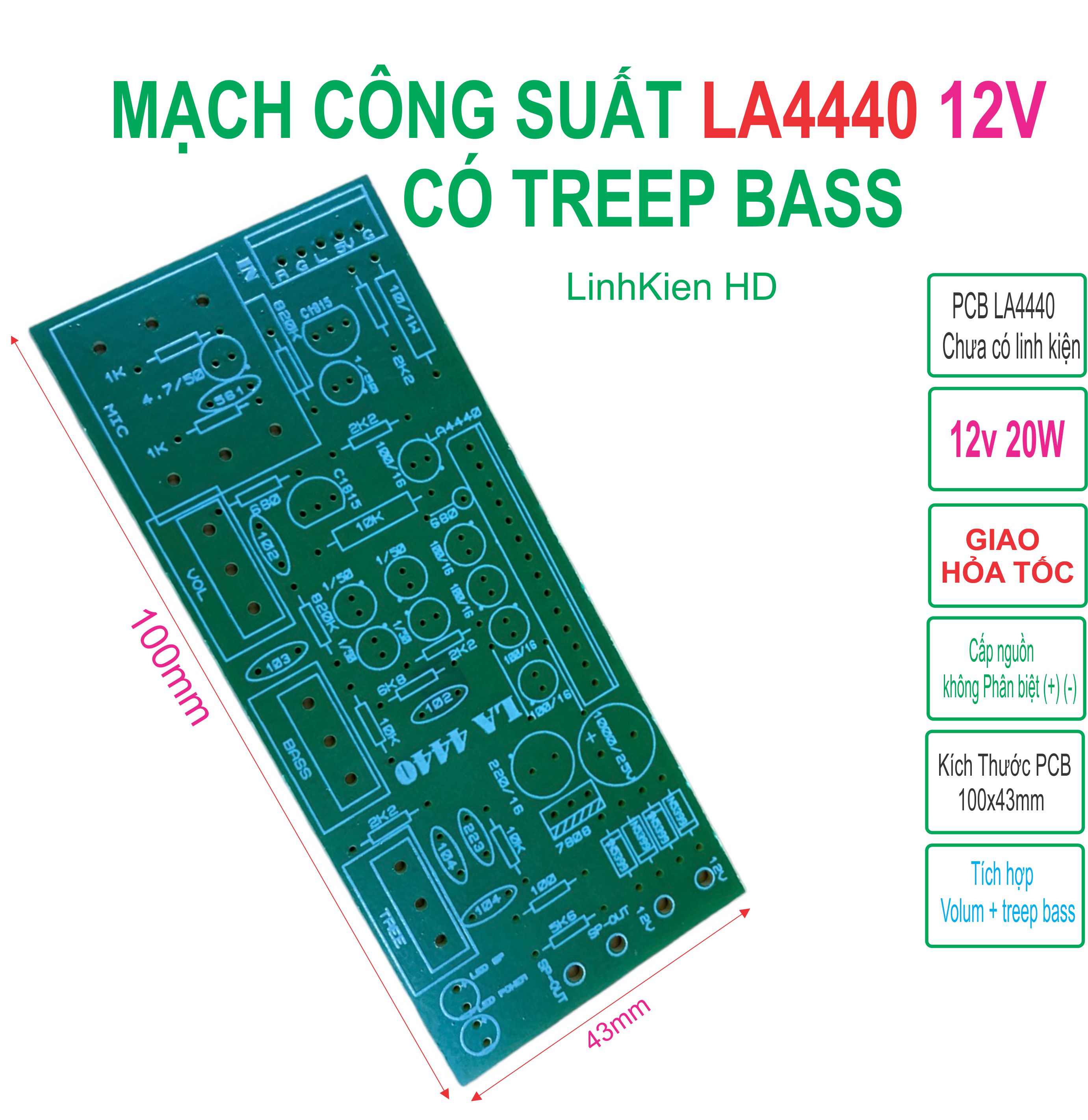 PCB Mạch công suất LA4440 có chỉnh TREEP BASS - LinhKien HD