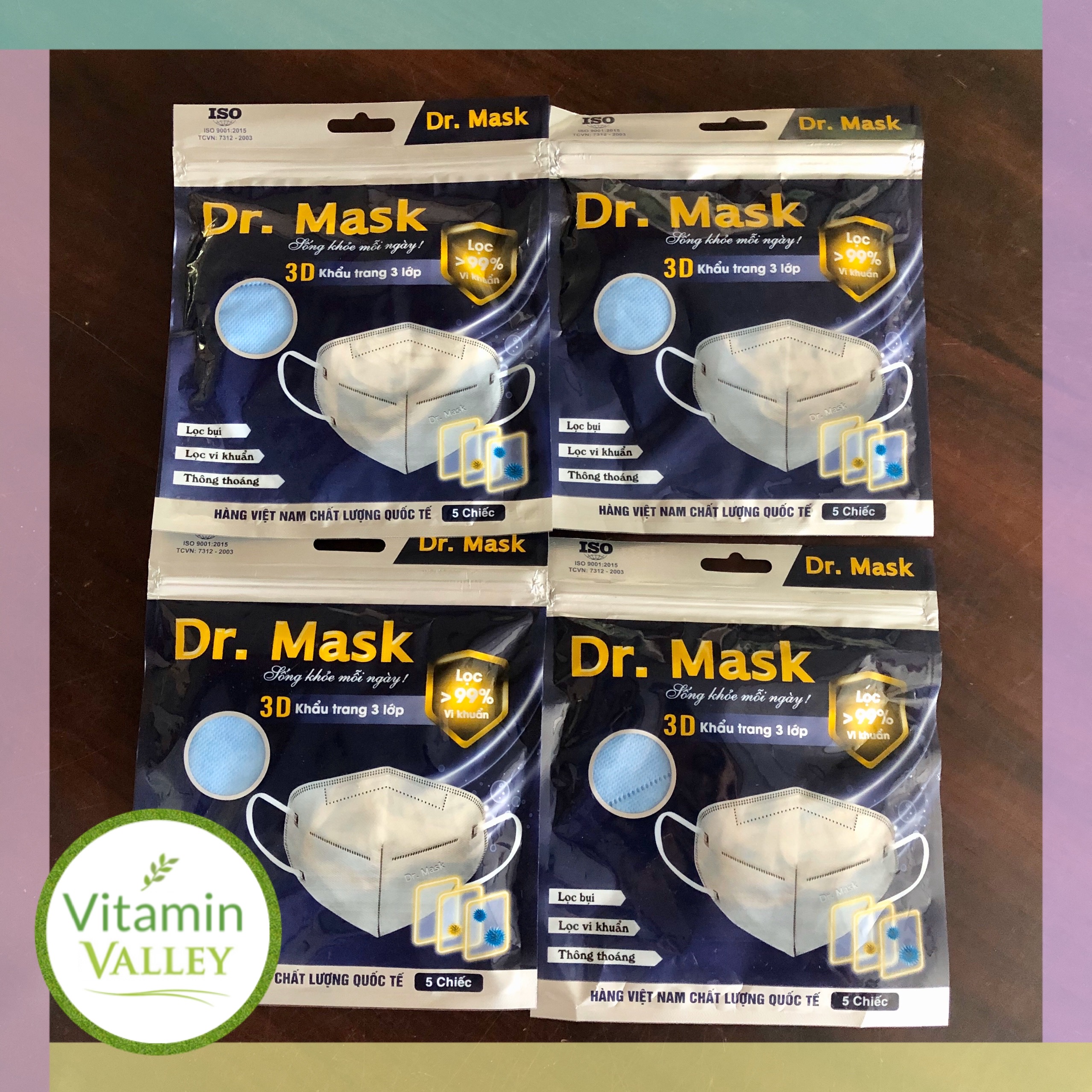 (Giao Màu Ngẫu Nhiên) Bộ 5 Chiếc Khẩu Trang 3D Cao Cấp Dr.MASK 3 Lớp