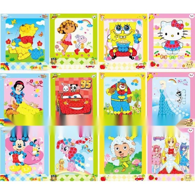 [Hoàn Tiền 10%]Tranh dán nút áo thủ công cho bé
