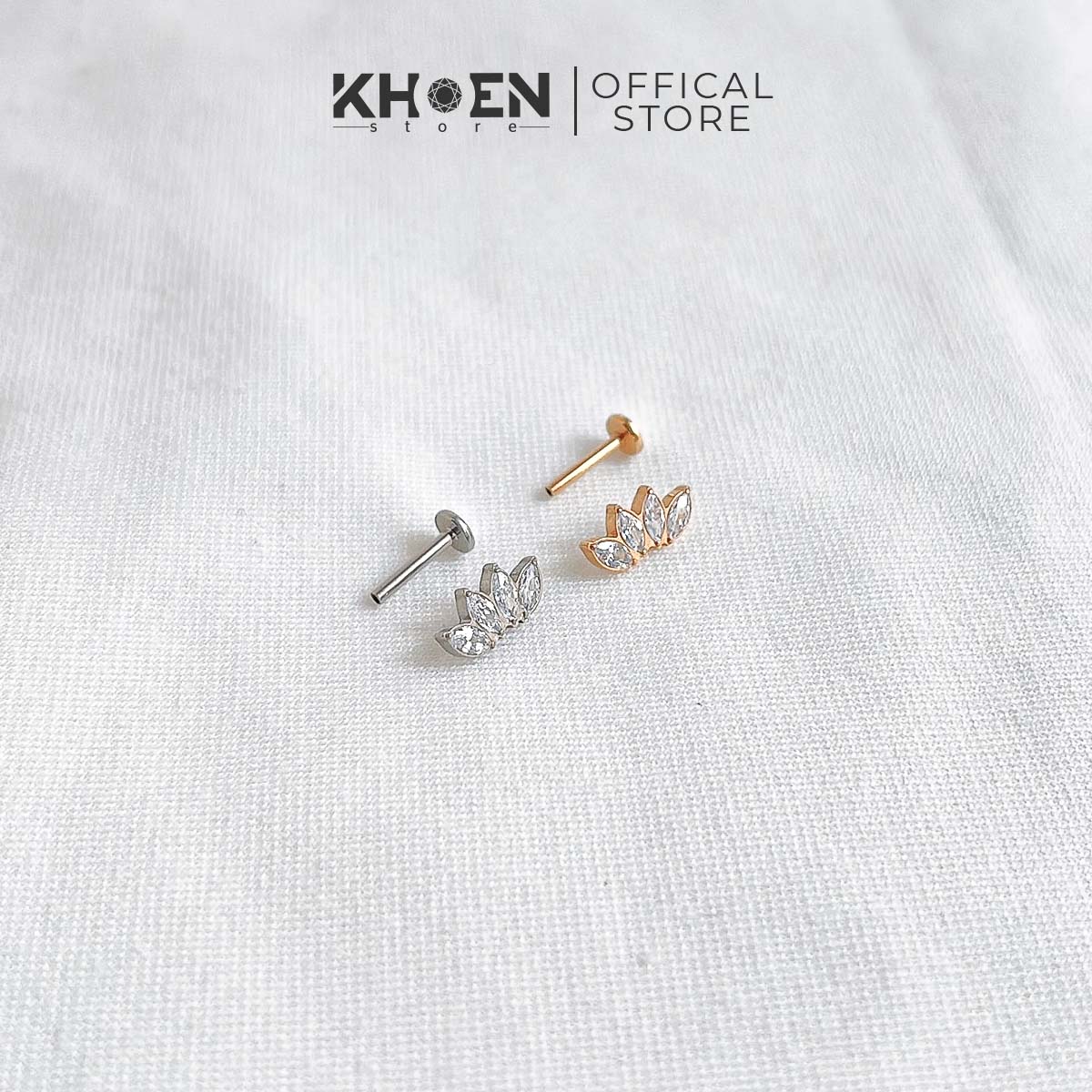 (1 Chiếc) Khuyên Đá 4 tia cánh - Titan - Khoen Store
