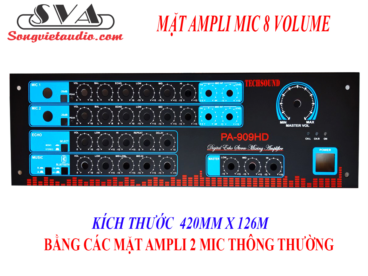 MẶT AMPLI MIC 8 VOLUME ECHO 5 VOLUME PA688 - 1 MẶT