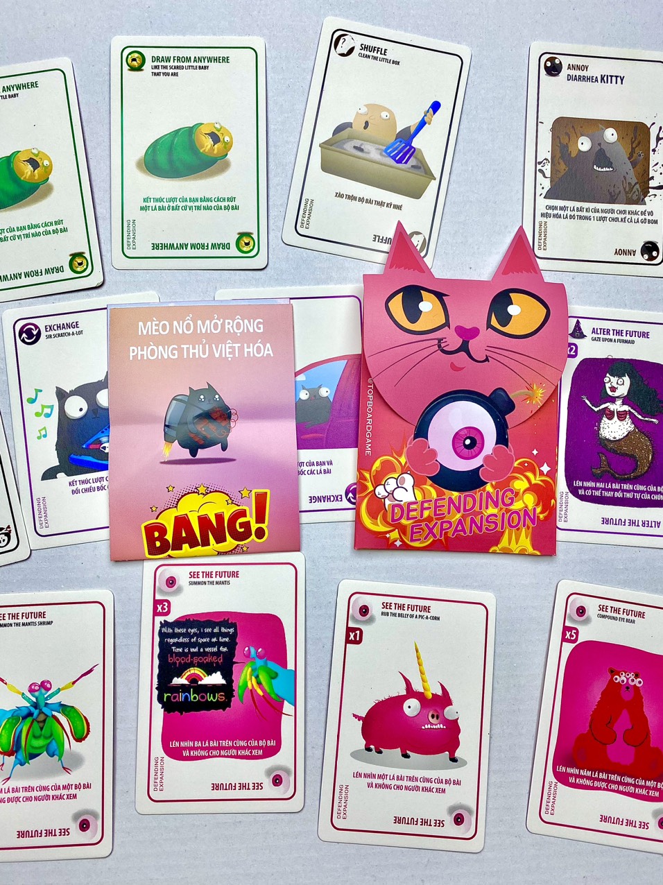 Combo Mèo Nổ - 7 Bản Mèo Nổ Mở Rộng (Tiếng Việt) - Boardgame Exploding Kittens