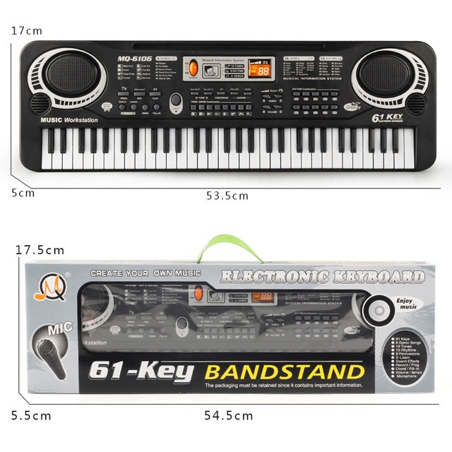 Đàn Piano điện tử Keyboard 61 Phím Kèm Mic+sạc cho bé