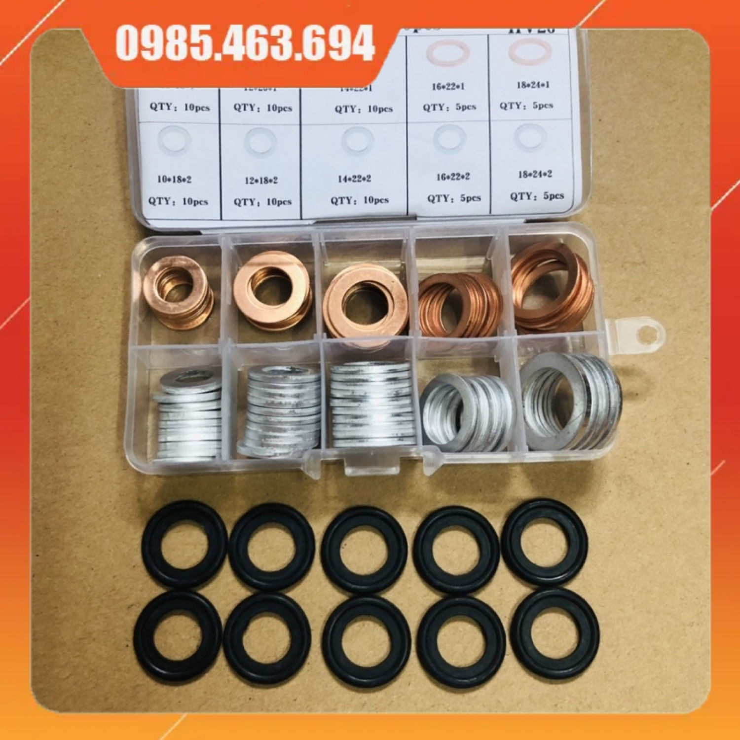 Hộp long đền ốc rốn dầu 90 chi tiết M10-M18