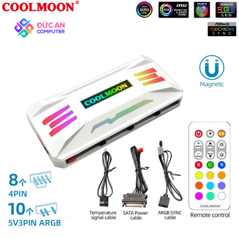 Bộ Hub Coolmoon P-ARGB Dùng Cho Fan Led RGB Có Điều Tốc PWM