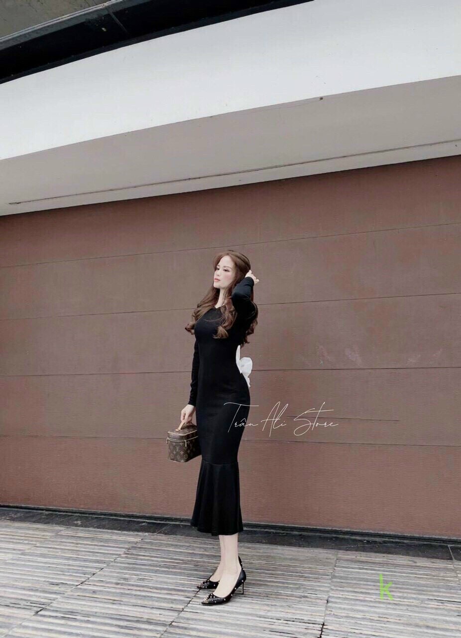 Đầm body tay dài nơ lưng-MTB#Damnu