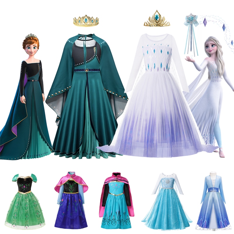 Mua Váy Đầm Elsa Frozen 2 Màu Xanh Tay Dài Cho Bé Gái Kèm Tà Xẻ Liền   HM0674  Tiki