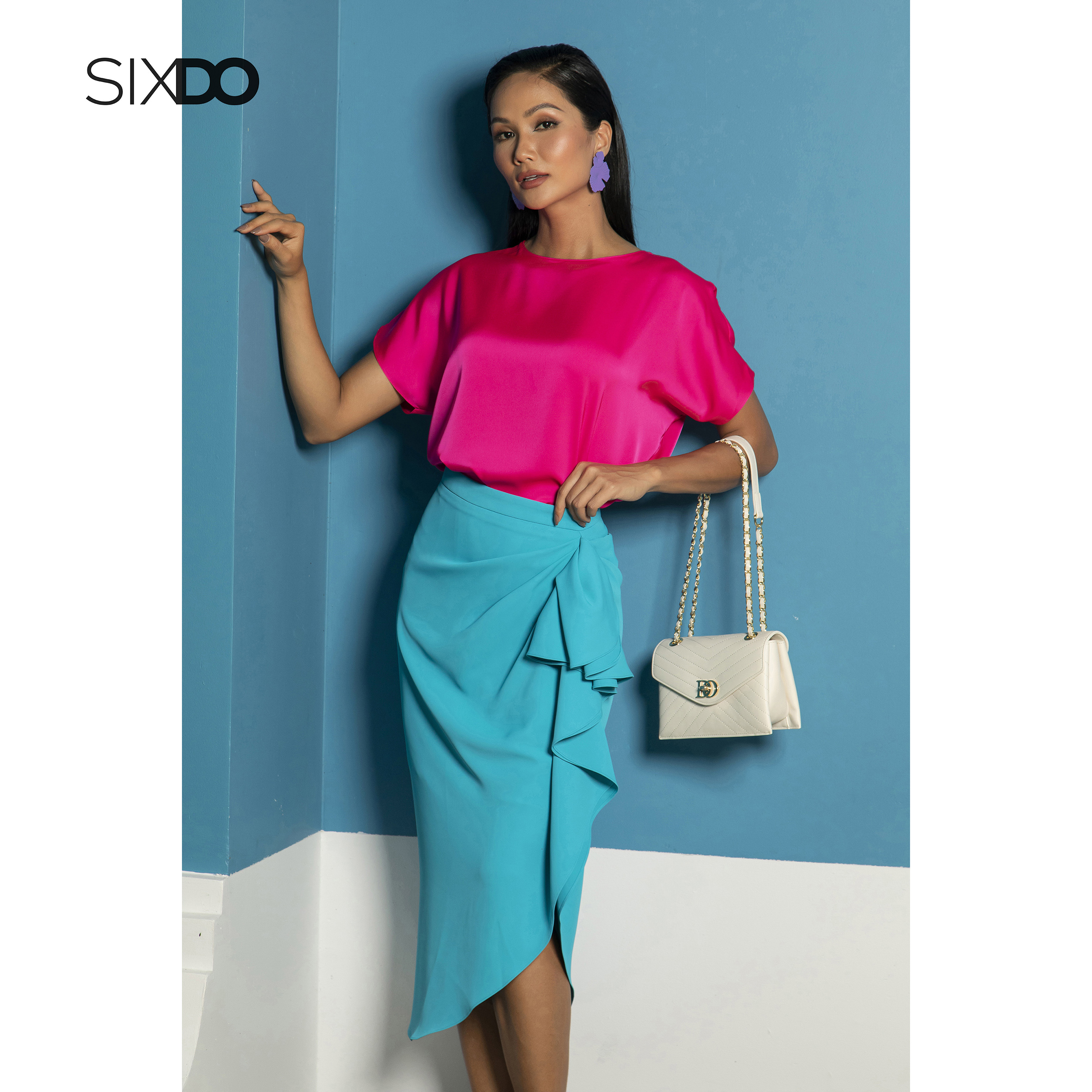 Áo lụa côc tay cổ tròn thời trang SIXDO (Batwing Silk Top)
