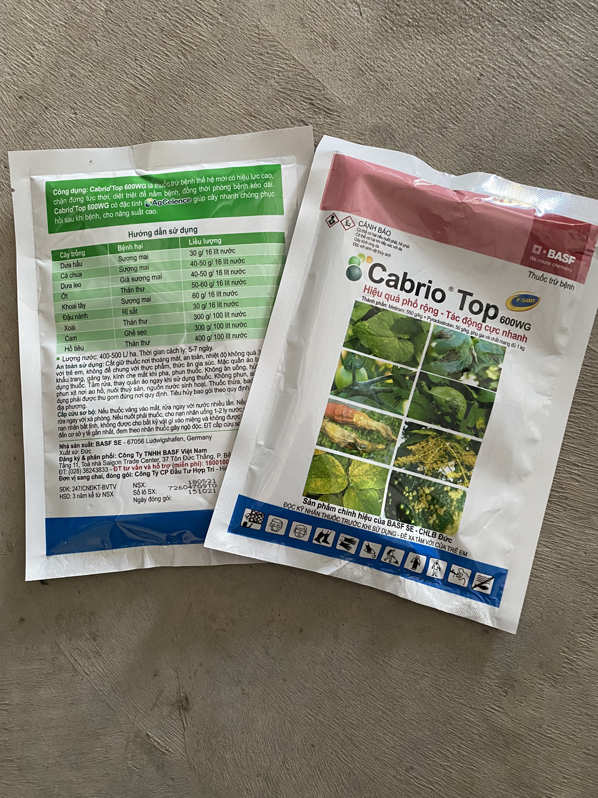 Thuốc trừ nấm bệnh Cabrio Top 600WG