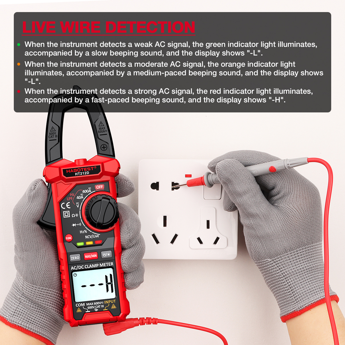 HABOTEST💥HT212 kỹ thuật số kẹp mét 600V AC/DC 4000 đếm điện áp mét hiện tại dữ liệu Giữ liên tục tối đa diode thử nghiệm ohm mét