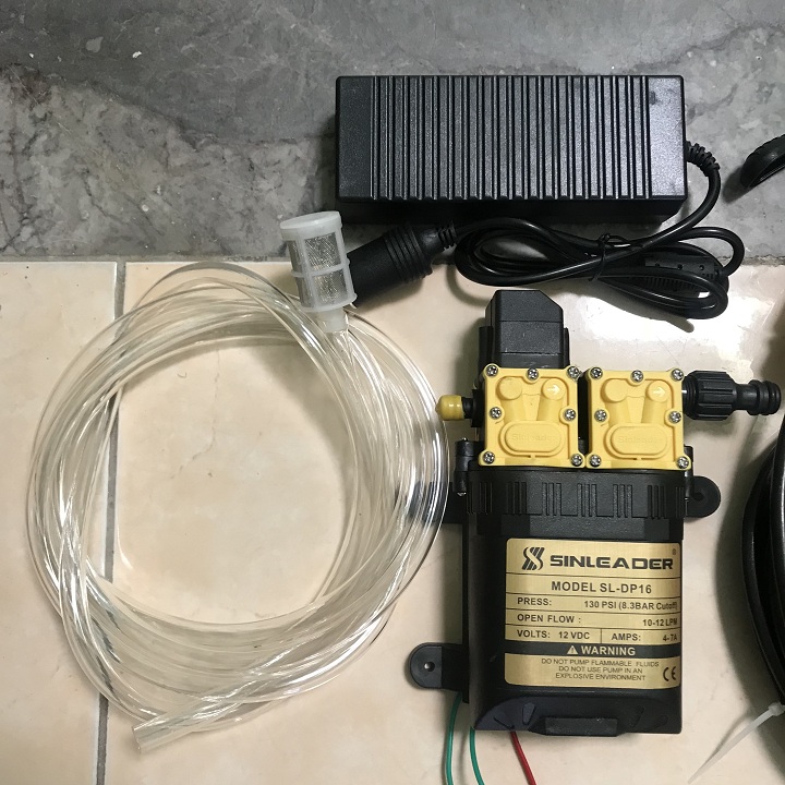 bộ máy rửa xe mini 12v bơm đôi siêu mạnh