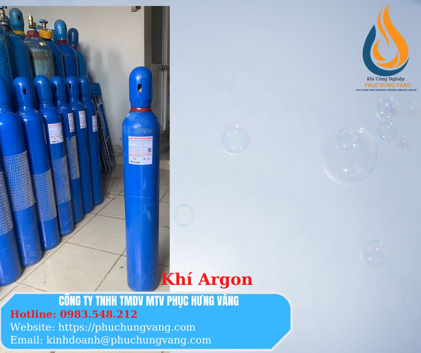 Bình khí Argon 14 LÍT - Gồm Bình Đã Bơm Đầy Khí
