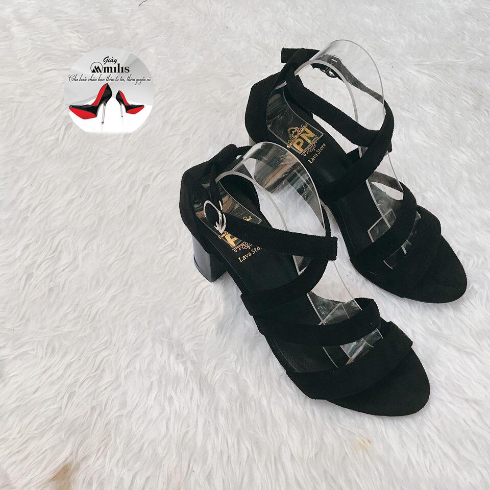 Sandal cao gót quai chéo 7 phân