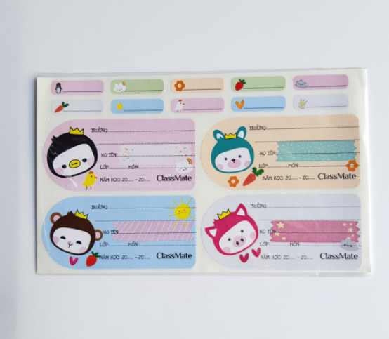 Nhãn vở Carton Classmate có decal -NT222