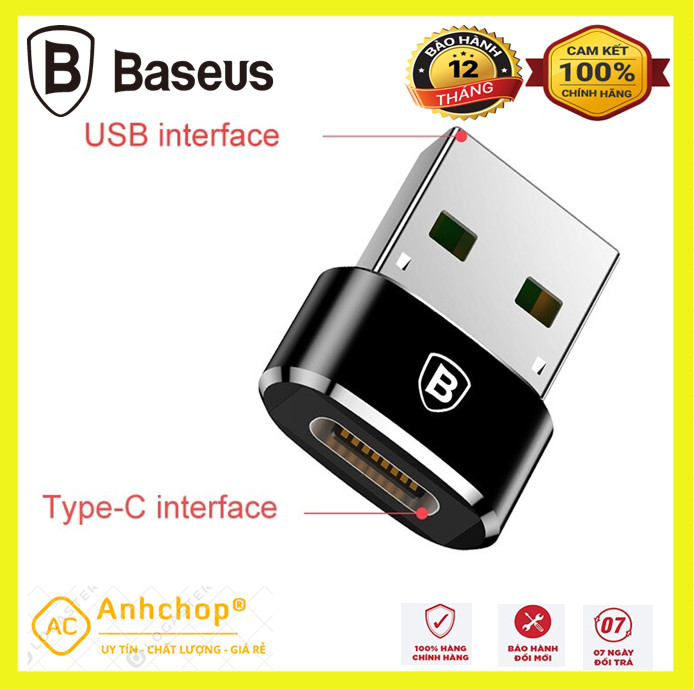 Đầu chuyển OTG USB to Type C hãng Baseus,RoCk ( Adapter/Converter Usb Type A to Usb Type C)