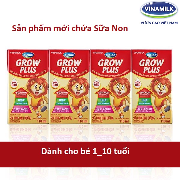 Sữa bột pha sẵn Dielac Grow plus Sữa Non vỉ 4 hộp x 110ml Date luôn mới