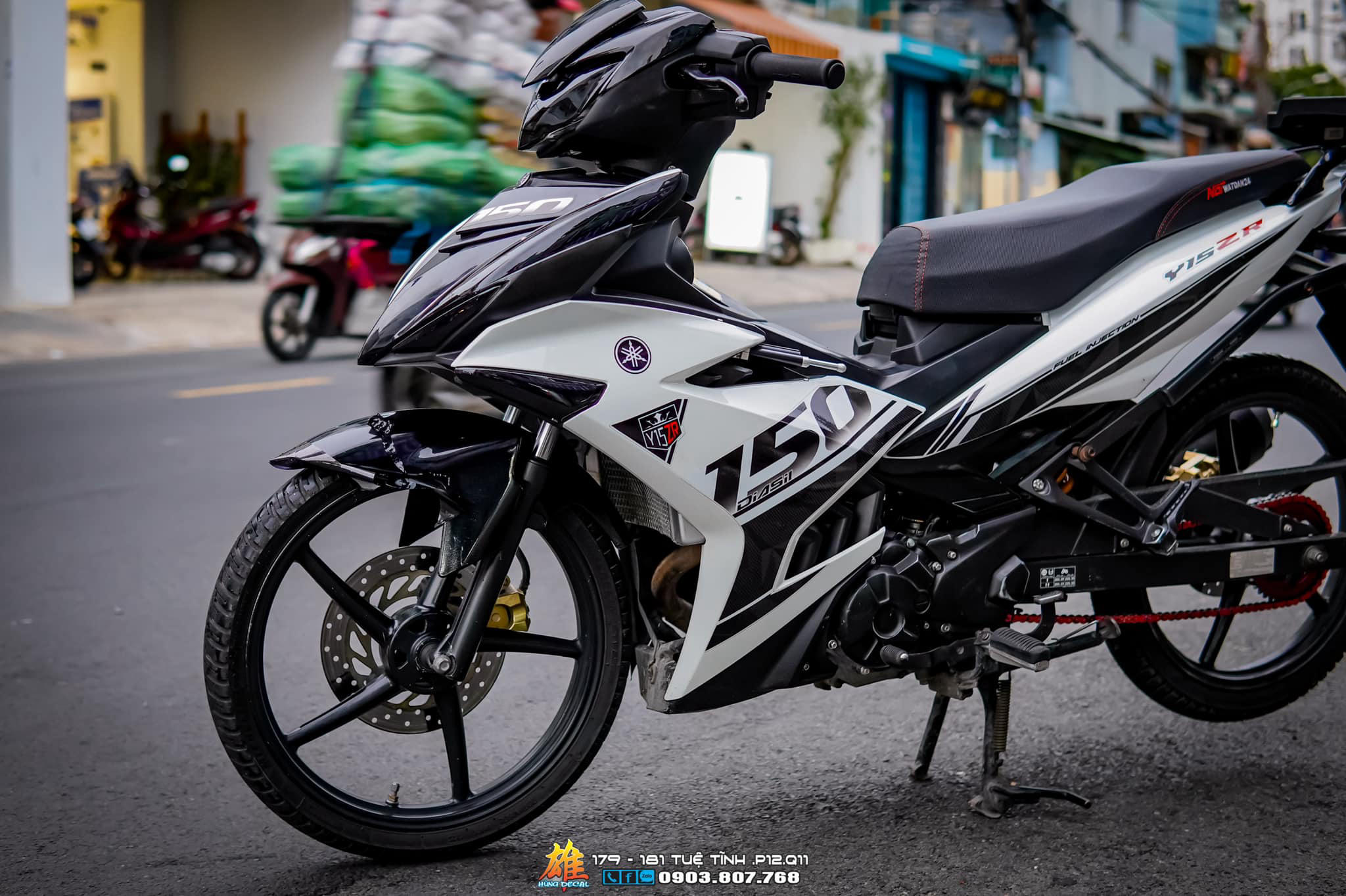 Tem rời Exciter150 - Mẫu Y15ZR trắng đen đơn giản nổi bật - Chuẩn From cục đẹp