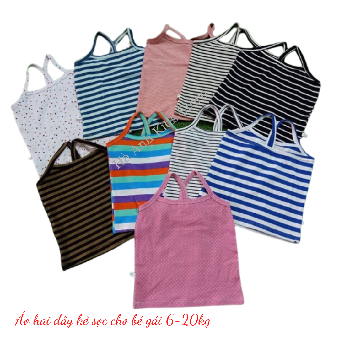 [Hoàn tiền 6%] Sét 5 áo 2 dây siêu xinh cho bé gái 7-20kg chất cotton co giãn 4 chiều, mềm mại, thoáng mát, xinh yêu cho bé gái