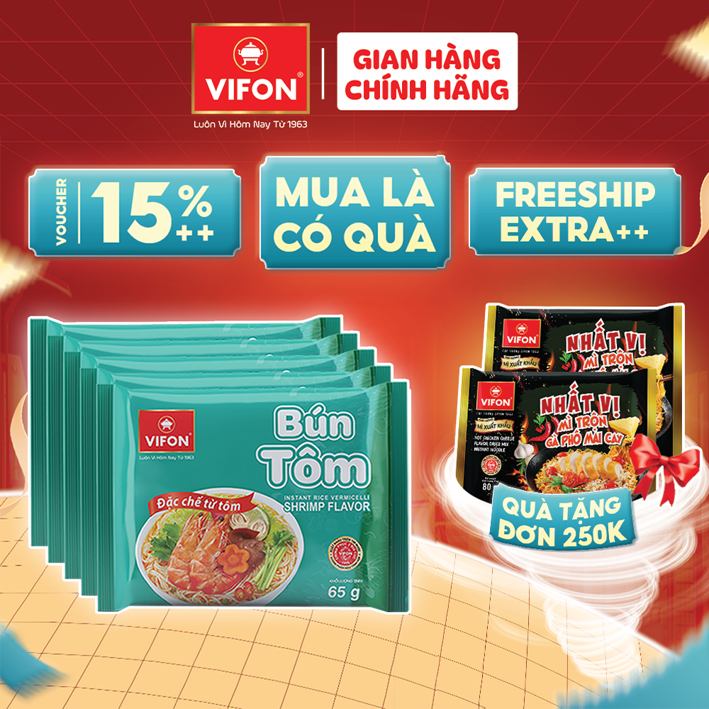 [VOUCHER 10%] Bún Tôm VIFON 65gr/Gói