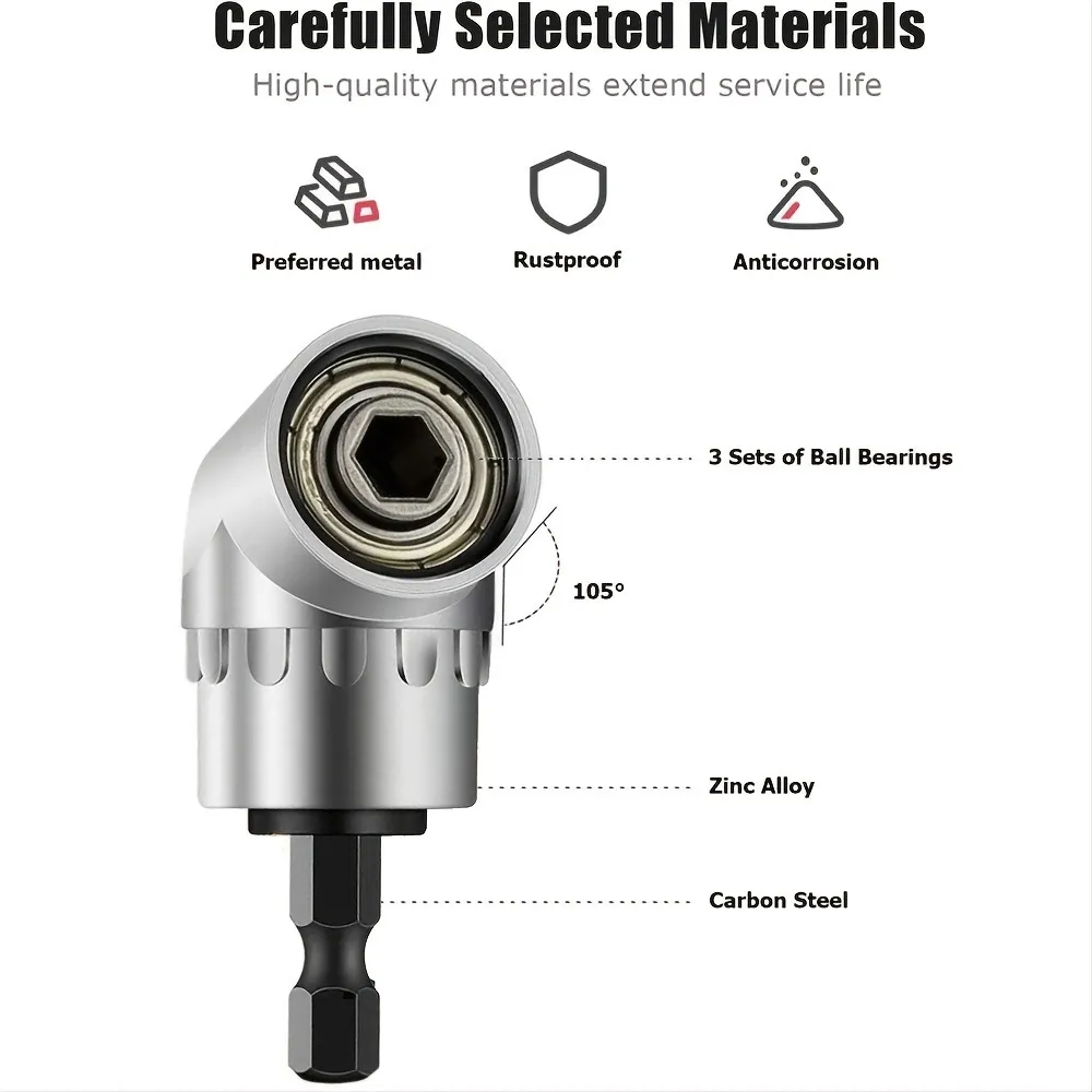 Premium impact 105 degree angle power adapter socket portable tools partial driver extension screwdriver bit holder kit with