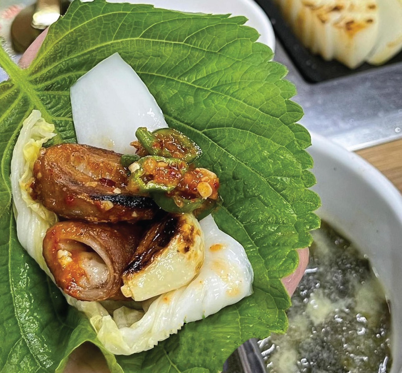 Lòng mỡ bò ướp sốt Hàn (500g)