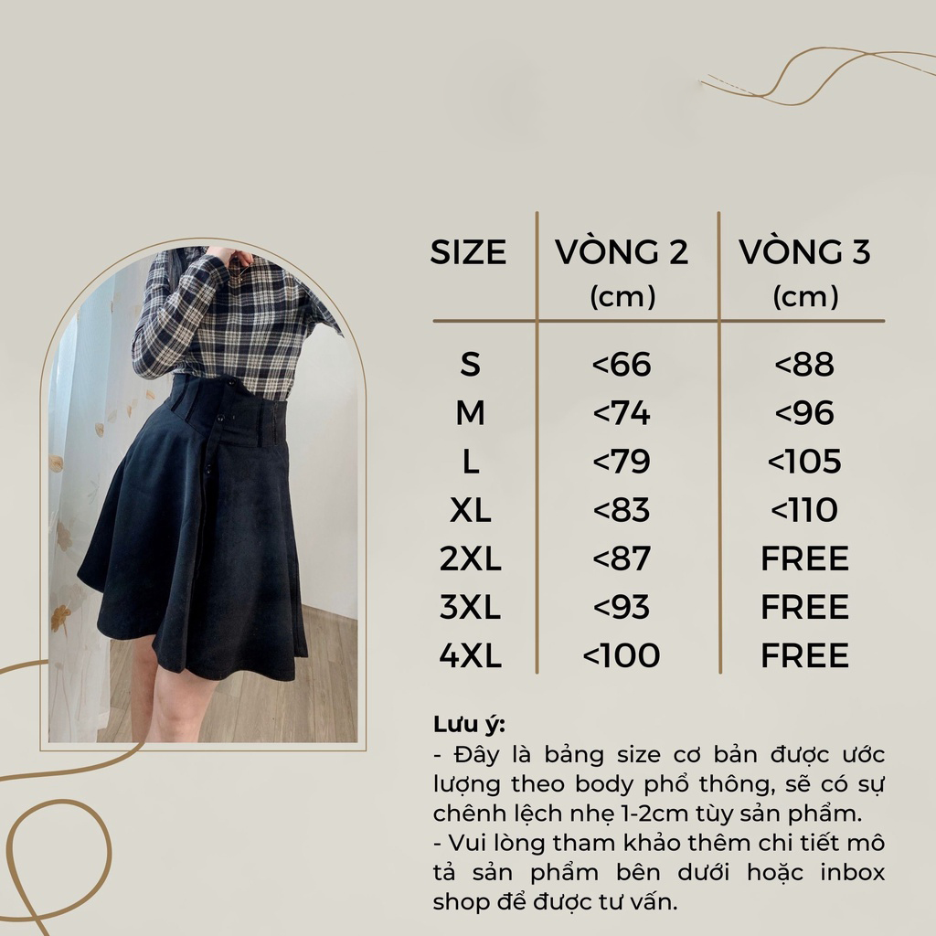 Chân váy lưng cao cúc dọc