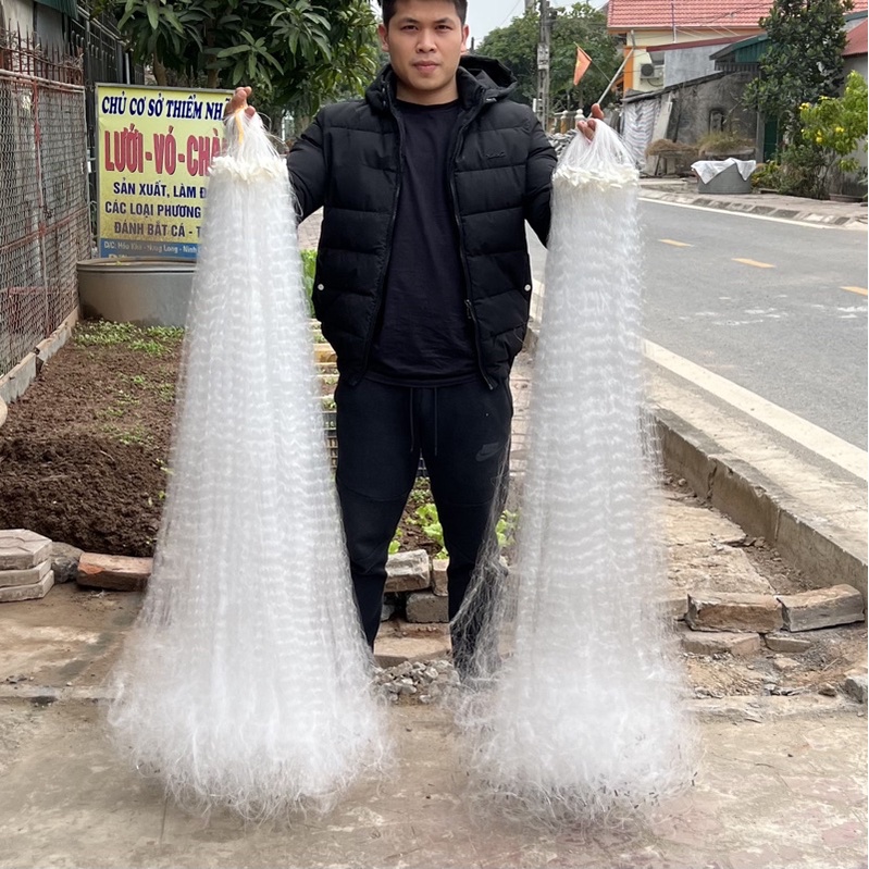 Lưới đánh cá 3 màn cao 1.2m, ô mắt từ 5-10 phân(then 2.5-then5)