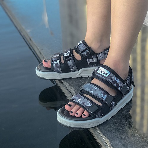 Sandal Nữ,Nam Letas D1001 Đen Camo
