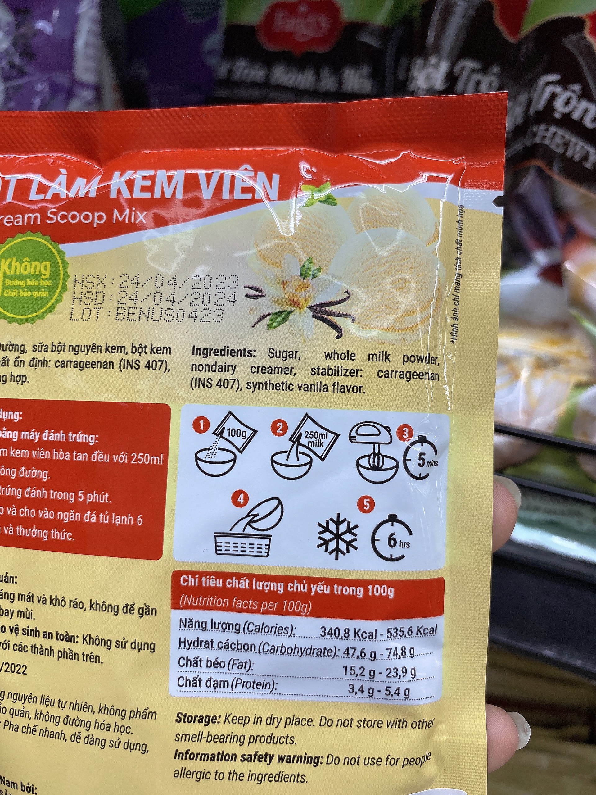 Bột Làm Kem Viên Vị Vani