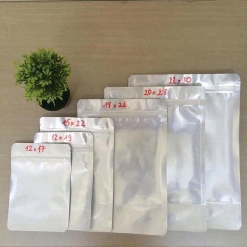 1 túi Zip Bạc Đáy Đứng (1mặt bạc 1mặt trong) Full size