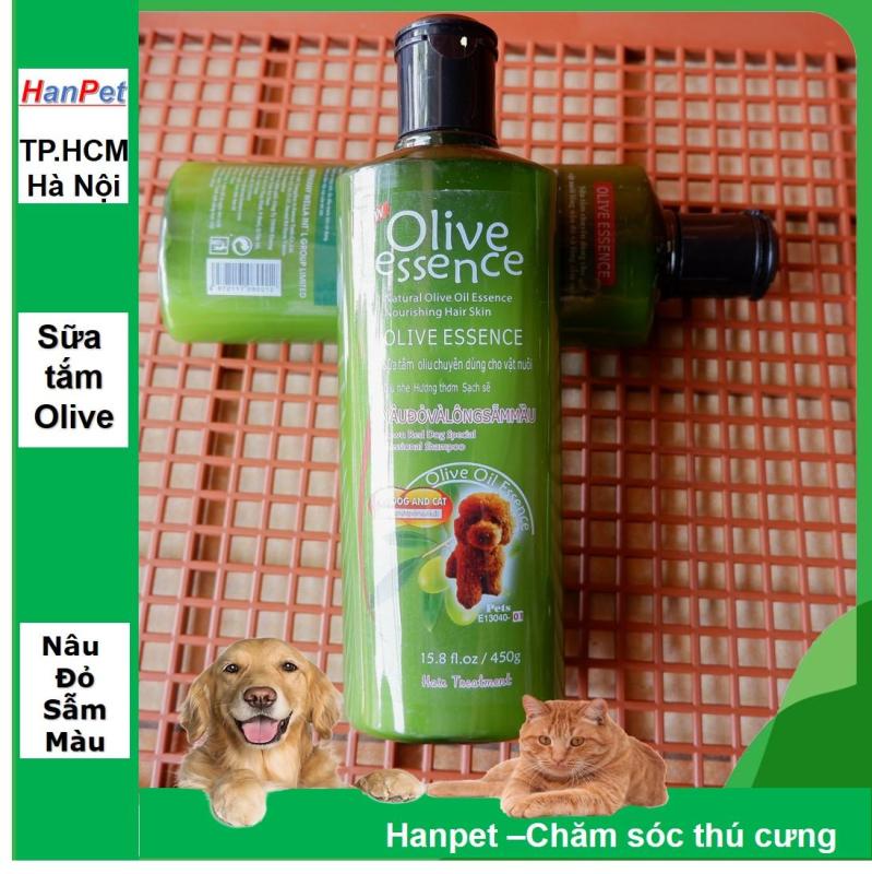 HCM-Sữa tắm tinh dầu ô liu chó mèo - Sữa tắm OLIVE - 450ml loại cho chó lông nâu đỏ & sẫm màu ( 359c) Dầu tắm thú cưng-HP10784TC