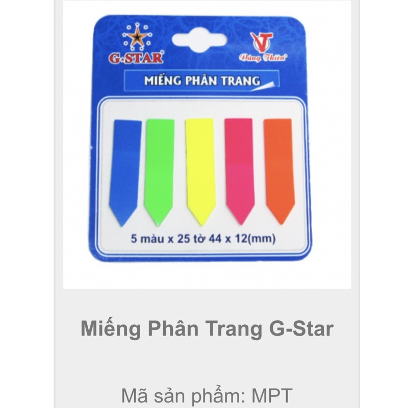 Miếng phân trang, đánh dấu trang 5 màu G-star