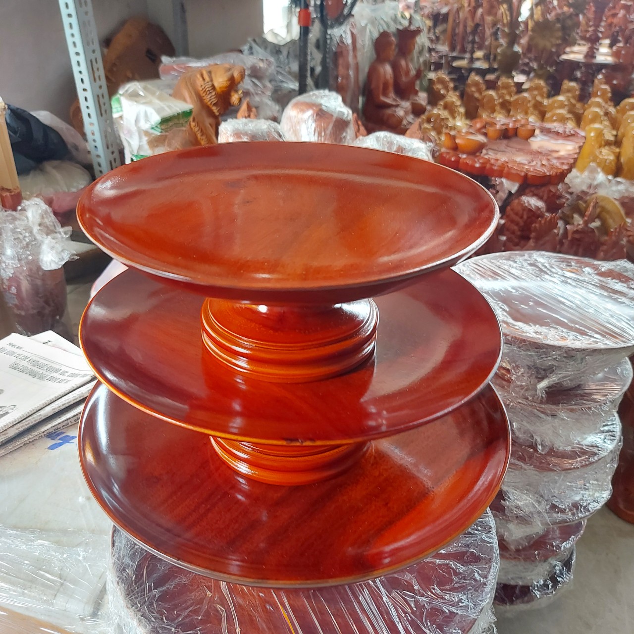 Đĩa trái cây gỗ tràm bông vàng - nhiều kích thước